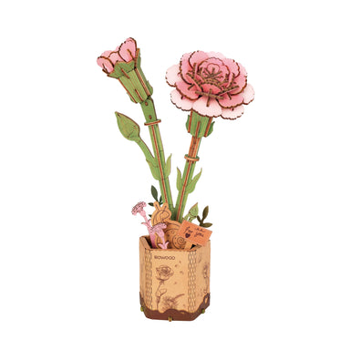 3D Wooden Flower Puzzle: Pink Carnation - Puzzle Lab