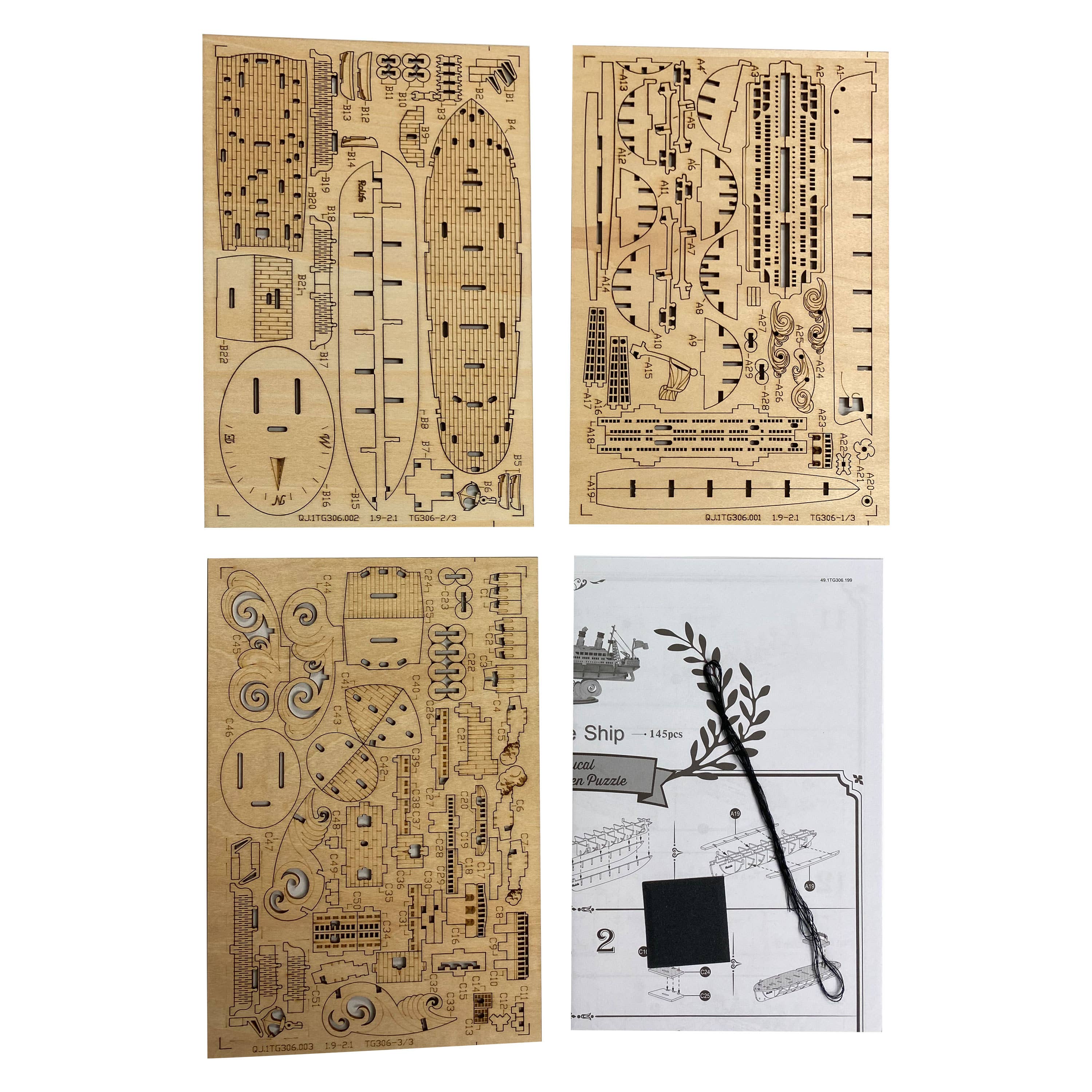 3D Laser Cut Wooden Puzzle: Cruise Ship