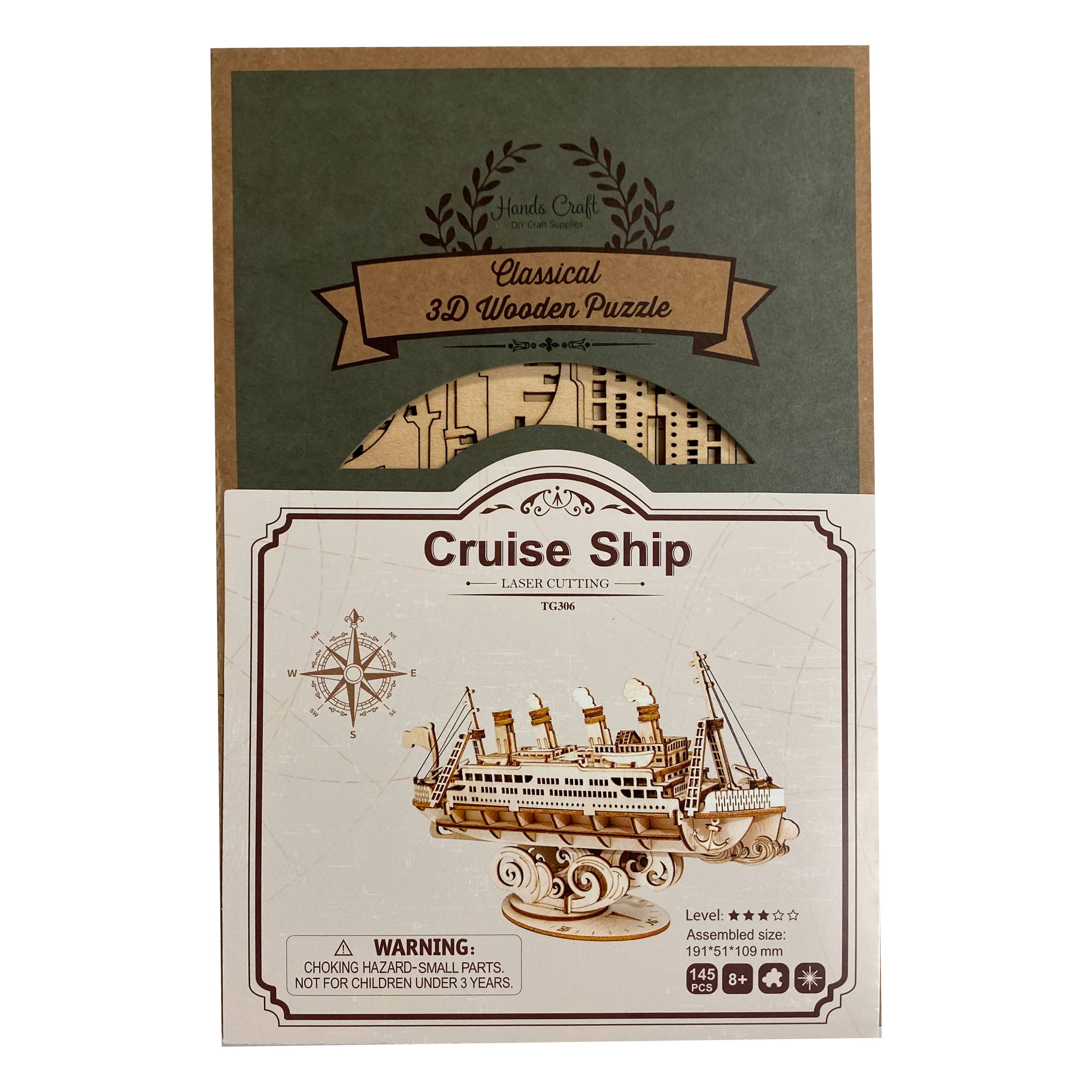 3D Laser Cut Wooden Puzzle: Cruise Ship