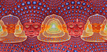 Jigsaw puzzle titled "Net of Being" by Alex Grey featuring intricate, colorful geometric and spiritual designs.