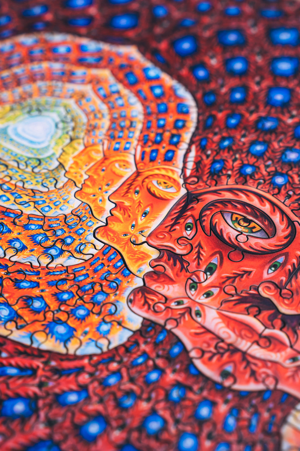 Alex Grey Net of Being jigsaw puzzle with intricate artwork, featuring vibrant colors and detailed design for puzzle enthusiasts.