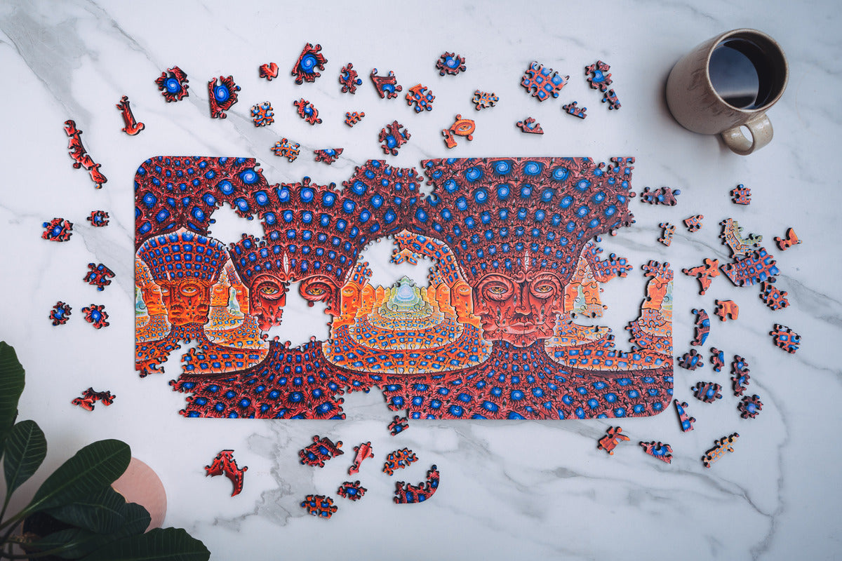 Alex Grey Net of Being jigsaw puzzle featuring intricate, colorful artwork with detailed puzzle pieces.