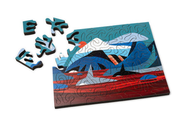 Rare Moon Mini Wood Jigsaw Puzzle by Luke Ramsey featuring a detailed moon design on small wooden pieces.