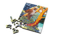 Mini wood jigsaw puzzle by Mike Semkiw featuring colorful, interlocking pieces on a light background.
