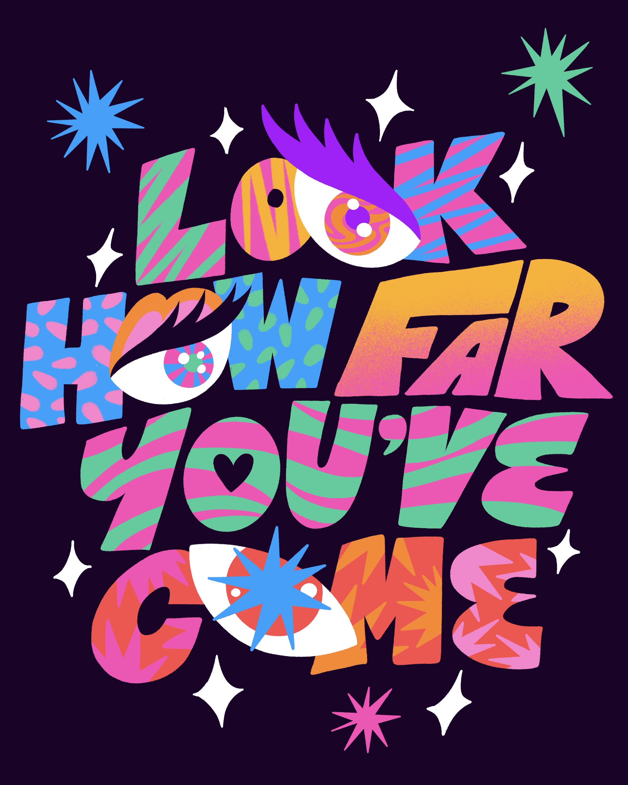 Tim Singleton mini wood jigsaw puzzle titled "Look How Far You've Come" featuring a detailed, colorful design on a wooden surface.
