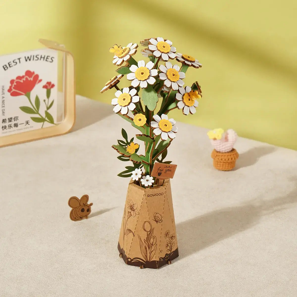 3D Wooden Flower Puzzle: Chamomile - Puzzle Lab
