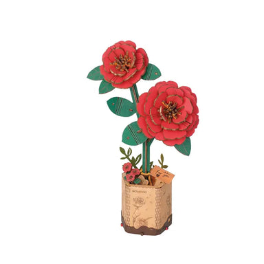 3D Wooden Flower Puzzle: Red Camellia - Puzzle Lab