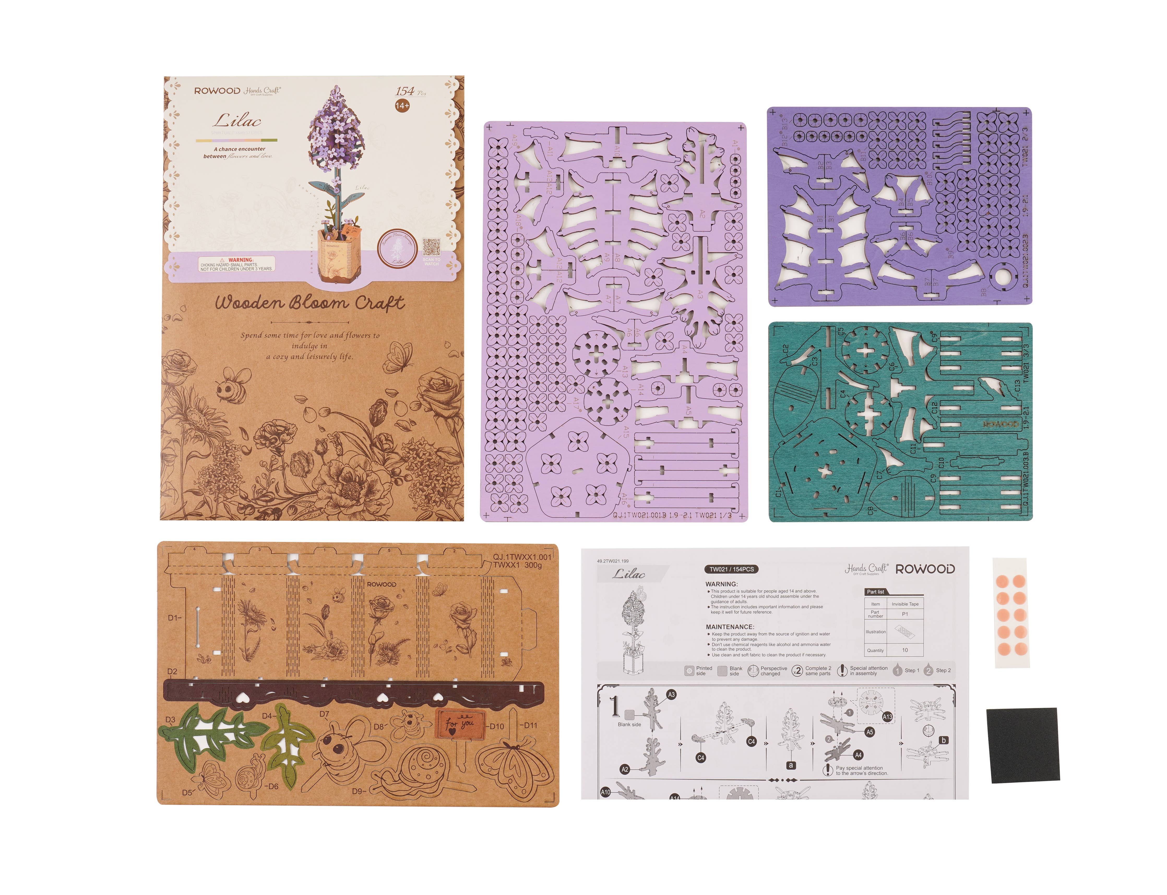 3D Wooden Flower Puzzle: Lilac - Puzzle Lab
