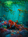 Octopus Garden wood jigsaw puzzle featuring a Pacific giant octopus emerging from its den by Mark Hobson